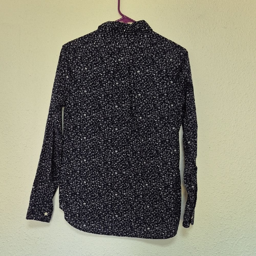 GAP Navy and White Floral Long Sleeve Blouse Size XS - Picture 7 of 10